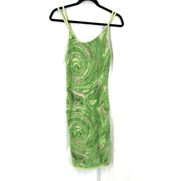 House of Sunny hockney bodycon green eyelash dress lime green retro festival 6 - Picture 7 of 15